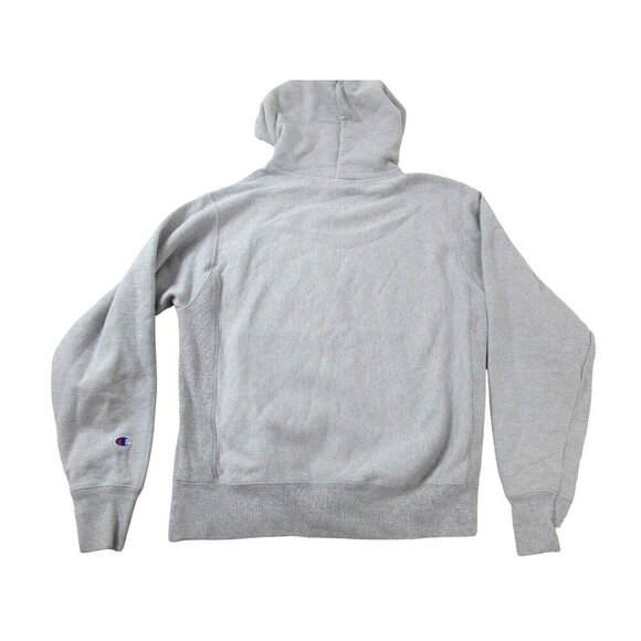 Champion Hoodie Men Gray Fleece Long Sleeve Embroidered Logo Drawstring Pullover - Picture 2 of 11